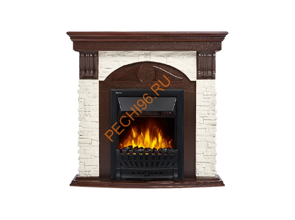 Электрокамин Electrolux Classic EFP/P-1020LS с порталом Firelight Torre Classic, камень белый, темный дуб