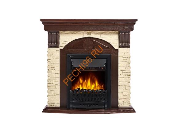 Электрокамин Electrolux Classic EFP/P-1020LS с порталом Firelight Torre Classic U угловой, слоновая кость, темный дуб