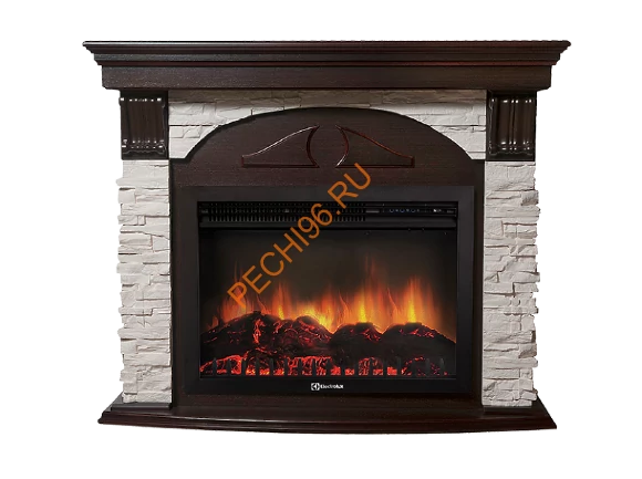 Электрокамин Electrolux EFP/P-2520LS с порталом Firelight Torre 25S, камень белый, темный дуб