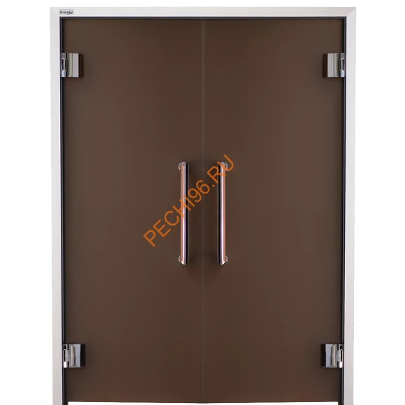 Двери стеклянные двустворчатые Grandis GS 13х19-MB-Н-Si