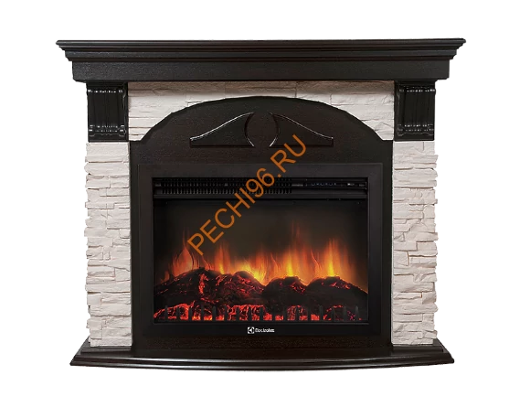 Электрокамин Electrolux Sphere Plus EFP/P-2720RLS с порталом Firelight Torre 25S, камень белый, венге