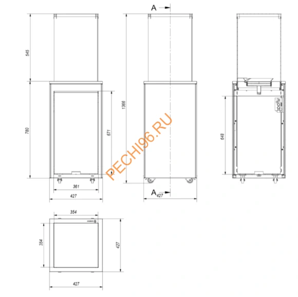 Камин уличный газовый Kratki PATIO MINI/G31/37MBAR/S, с пультом ДУ Камин уличный газовый Kratki PATIO MINI/G31/37MBAR/S, с пультом ДУ