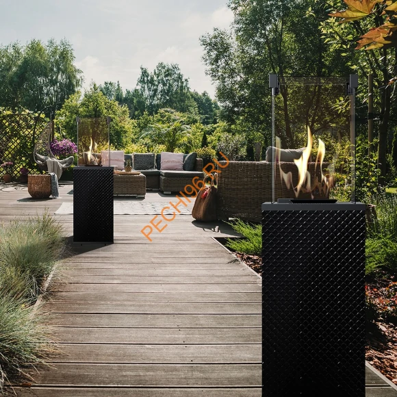 Камин уличный газовый Kratki PATIO/M/G31/37MBAR/CZ/P, черное стекло, тиснение Камин уличный газовый Kratki PATIO/M/G31/37MBAR/CZ/P, черное стекло, тиснение