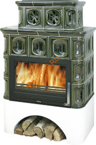 Печь-камин ABX Karelie P OX белый цоколь стальная вставка
