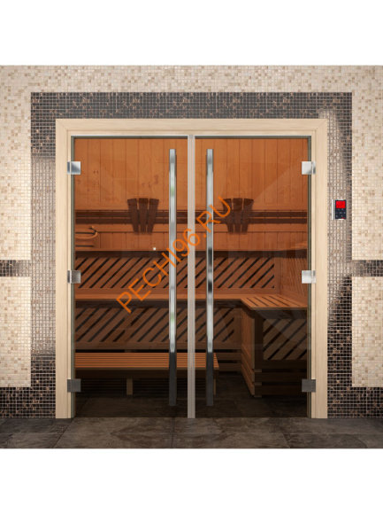 Дверь стеклянная DoorWood «Престиж» двустворчатая, бронза