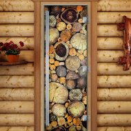 Дверь стеклянная DoorWood «Престиж», 800х2000мм, с фотопечатью «Хвойный микс»