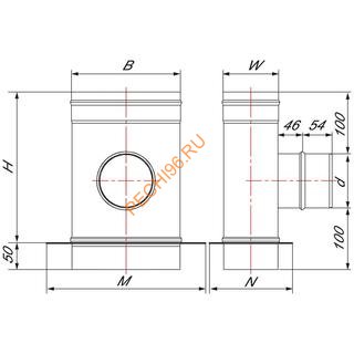 Тройник Вулкан VOR 90° 100x200 с опорой и патрубком D130 Тройник Вулкан VOR 90° 100x200 с опорой и патрубком D130