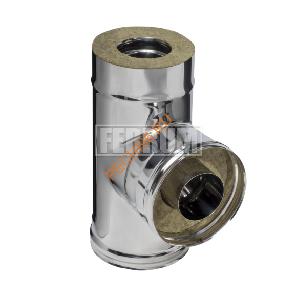 Сэндвич-тройник 90° Феррум, нержавейка AISI 430-0,8 мм/оцинковка-0,5 мм, d 200/280 мм