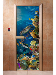 Дверь стеклянная DoorWood с фотопечатью «Коралловый риф»