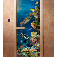Дверь стеклянная DoorWood с фотопечатью «Коралловый риф»