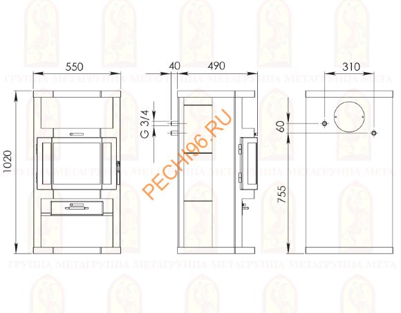 Печь-камин Мета Ангара Аква Печь-камин Мета Ангара Аква