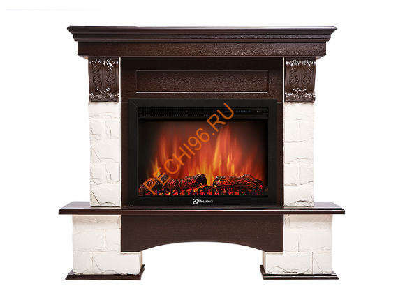Электрокамин Electrolux EFP/P-2520LS с порталом Firelight Forte 25S, камень белый, темный дуб
