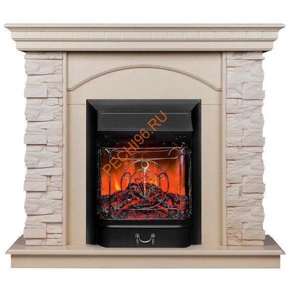 Электрокамин RealFlame Elford WT с очагом Majestic Lux BL Электрокамин RealFlame Elford WT с очагом Majestic Lux BL