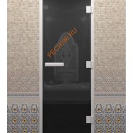 Дверь стеклянная DoorWood Хамам графит, 2000х800 мм