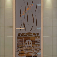 Дверь стеклянная ALDO NEW «Парилка» коробка бук с порогом