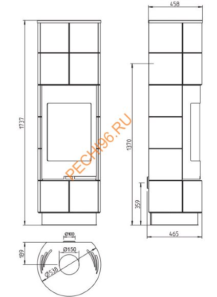 Керамическая печь-камин Thorma DELIA Ceramic PLUS черная