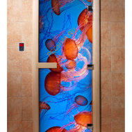 Дверь стеклянная DoorWood с фотопечатью «Медузы»