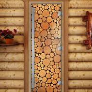 Дверь стеклянная DoorWood «Престиж», 800х2000мм, с фотопечатью «Сосна»