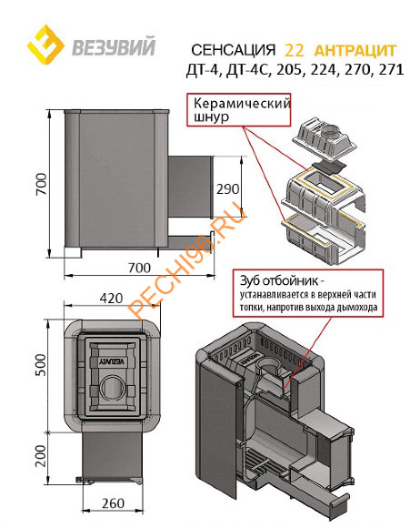 Печь банная Везувий Сенсация 22 Антрацит (224)