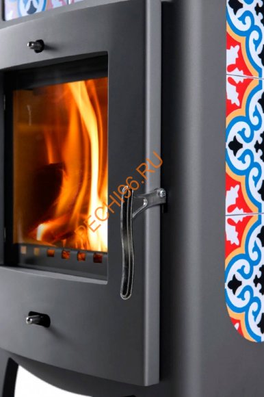 Стальная печь-камин Thorma TORINO серая с орнаментом Стальная печь-камин Thorma TORINO серая с орнаментом