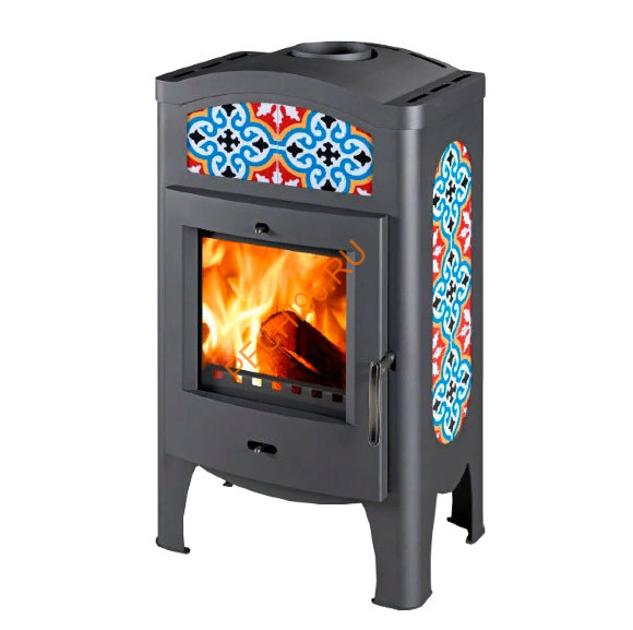 Стальная печь-камин Thorma TORINO серая с орнаментом Стальная печь-камин Thorma TORINO серая с орнаментом