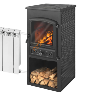 Печь-Камин Этна БКД с плитой и т/о Антрацит
