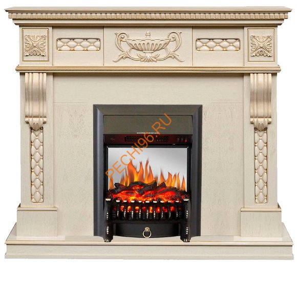 Электрокамин Royal Flame Corsica слоновая кость с патиной с очагом Fobos FX M