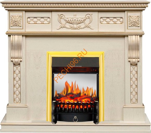 Электрокамин Royal Flame Corsica слоновая кость с патиной с очагом Fobos FX M
