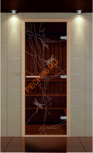 Дверь стеклянная ALDO NEW «Стрекоза» коробка бук с порогом