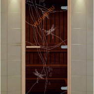 Дверь стеклянная ALDO NEW «Стрекоза» коробка бук с порогом