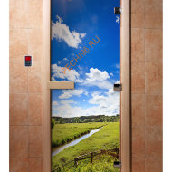 Дверь стеклянная DoorWood с фотопечатью «Родные просторы»