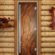 Дверь стеклянная DoorWood «Престиж», 700х1900мм, с фотопечатью «Дуб»