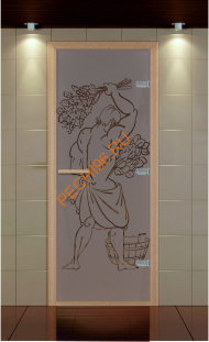 Дверь стеклянная ALDO NEW «Эх, да банька!» коробка бук с порогом