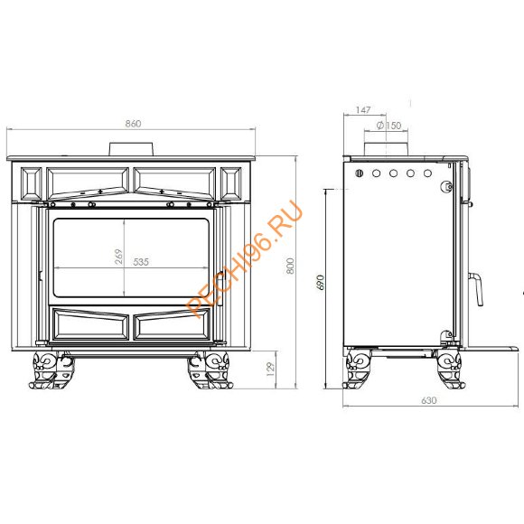 Чугунная печь-камин PLAMEN GLAS FRANKLIN