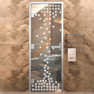 Дверь в хамам стеклянная Арта Элит Арт Мозаика, коробка алюминий