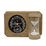 Термогигрометр EVEREST мини Black с часами, кедр (TG-08)
