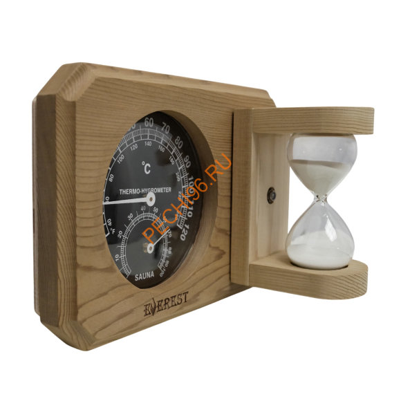 Термогигрометр EVEREST мини Black с часами, кедр (TG-08) Термогигрометр EVEREST мини Black с часами, кедр (TG-08)