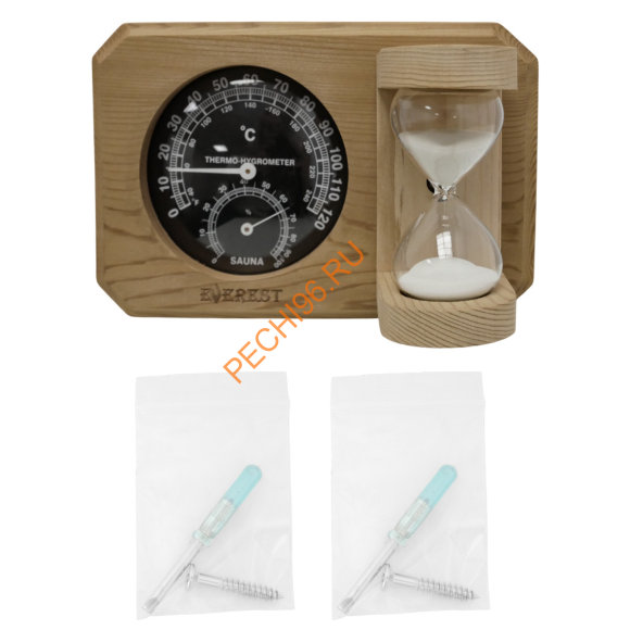 Термогигрометр EVEREST мини Black с часами, кедр (TG-08) Термогигрометр EVEREST мини Black с часами, кедр (TG-08)