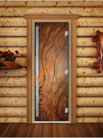 Дверь стеклянная DoorWood «Престиж», 700х1900мм, с фотопечатью «Дуб»