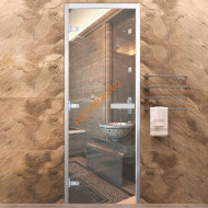 Дверь в хамам стеклянная Арта Стандарт Прозрачная, коробка алюминий