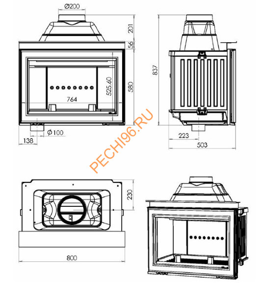 Каминная топка CHAZELLES HP800L
