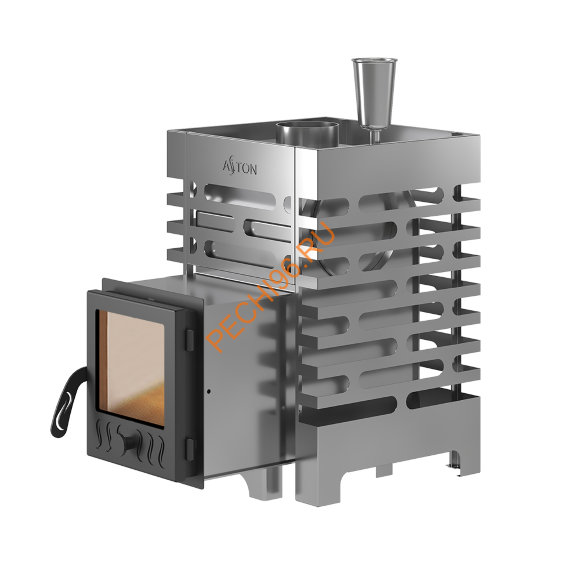 Печь банная ASTON 12С INOX с баком на трубе 50л, D115 (AISI 439) круглый