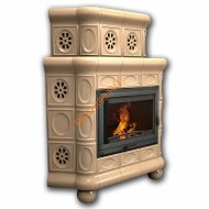 Печь-камин КимрПечь Медальон угловой двухъярусный Ваниль