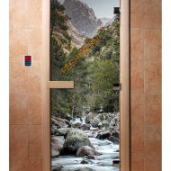 Дверь стеклянная DoorWood с фотопечатью «Горная река»