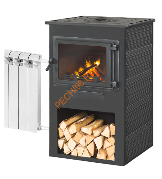 Печь-Камин Этна Панорама с плитой Антрацит и т/о