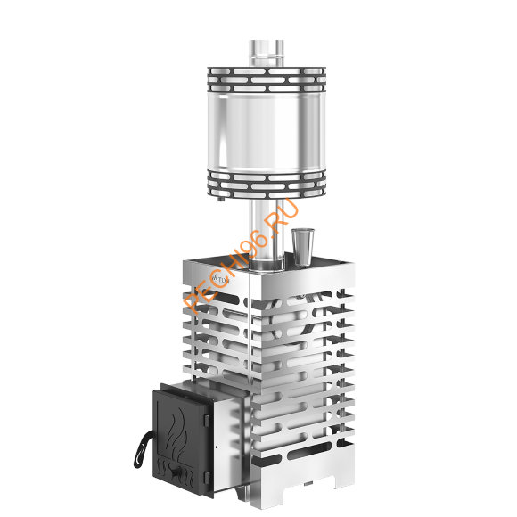 Печь банная ASTON 16 INOX с баком на трубе 50л, D115 (AISI 439) круглый