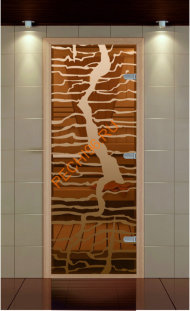 Дверь стеклянная ALDO NEW «Молния» коробка бук с порогом