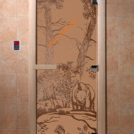 Дверь стеклянная DoorWood «Мишки в лесу бронза матовая», 1800х800 мм