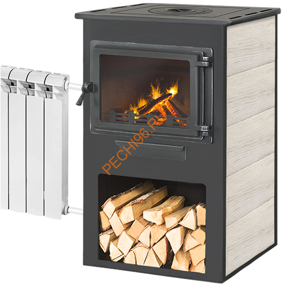 Печь-Камин Этна Панорама с плитой Беж и т/о Печь-Камин Этна Панорама с плитой Беж и т/о