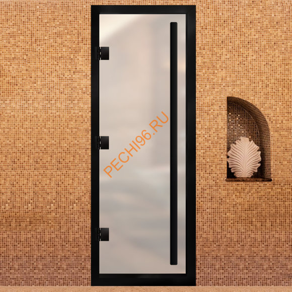 Дверь в хамам стеклянная Арта Престиж ВР Белая MATELUX, коробка черная алюминий с порогом